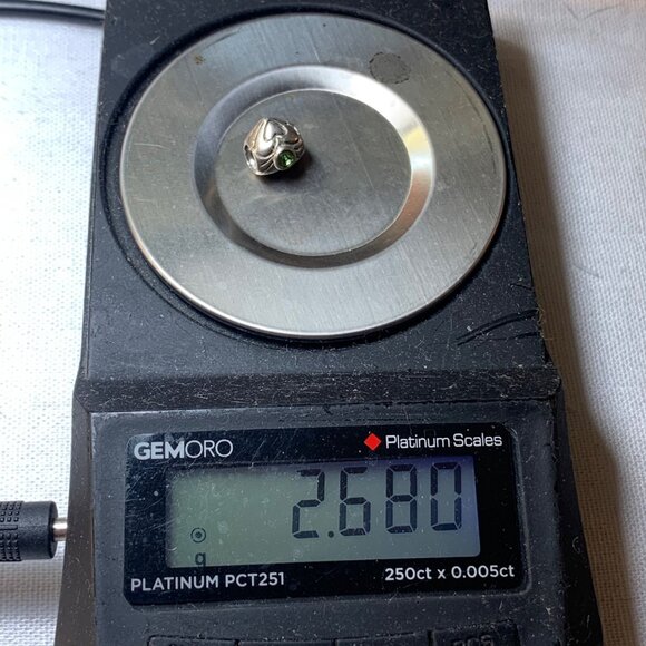 VTG Sterling Silver 925 Peridot Bezel Set Heart Double Sided Slide Charm 0.25" - Picture 8 of 8